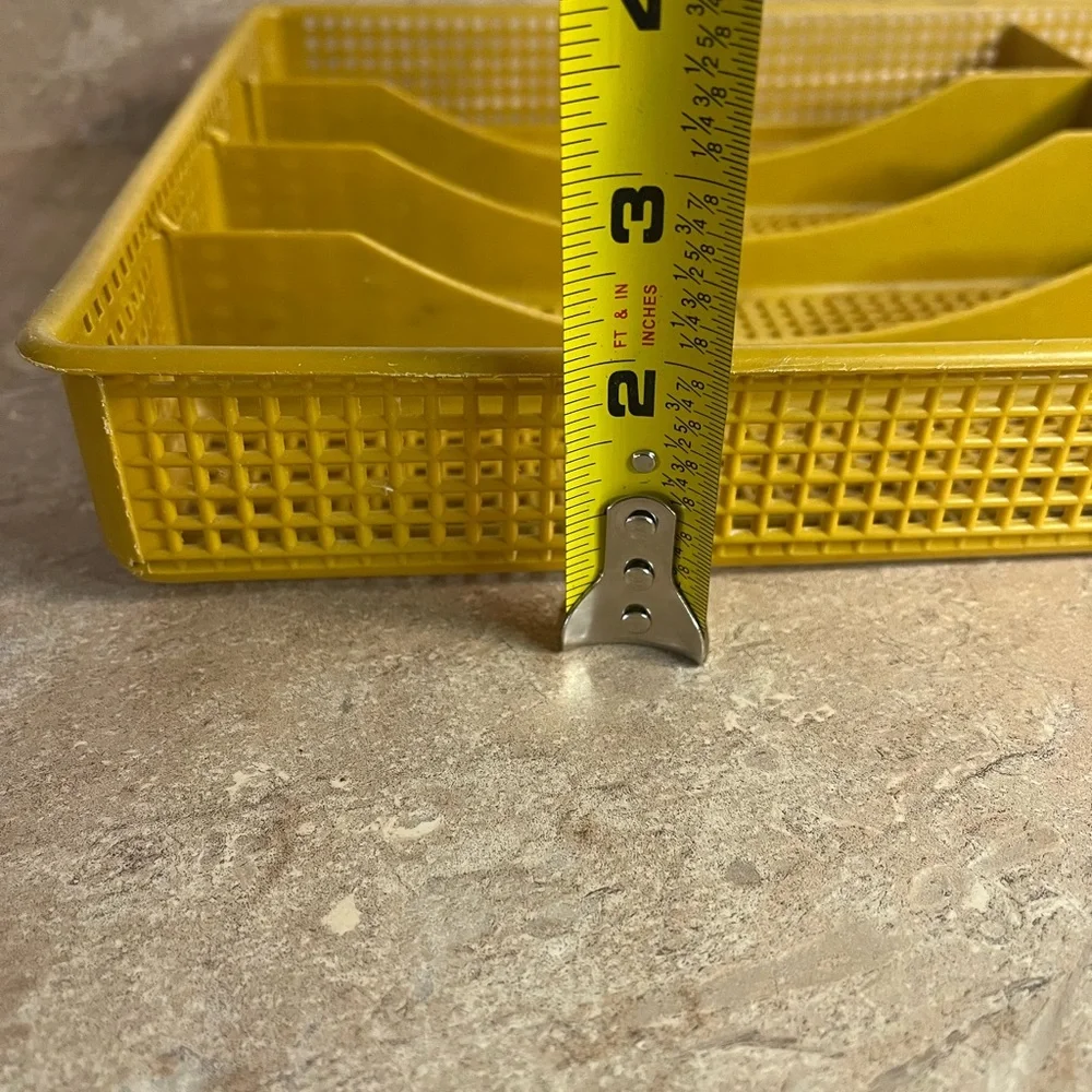 Vintage Yellow Plastic Cutlery Tray Organizer